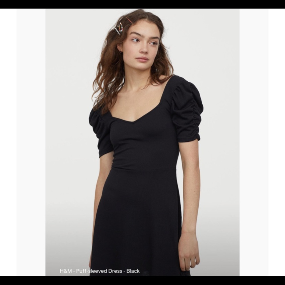 H&M black puff sleeve dress